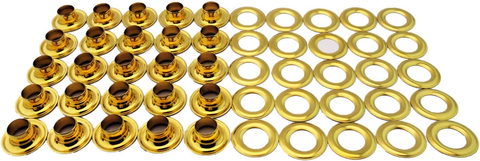 C.S. Osborne 25 Sets Brass Grommets & Plain Washers #G1-0 (1/4" Hole)