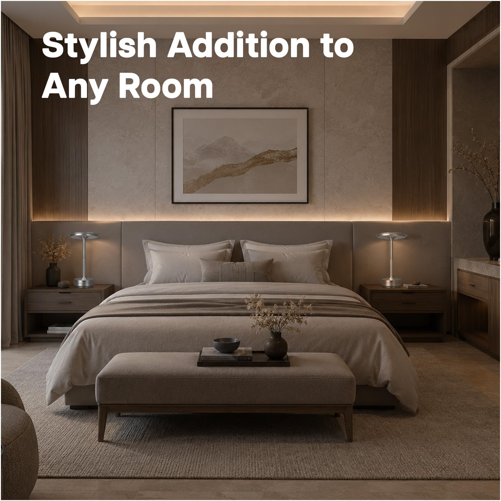 MMOBIEL Lampada da Tavolo Senza Fili Lampada LED Tondo in Metallo Ricaricabile – Touch Control, Dimmer a 3 Colori, Batteria 1800mAh, USB-C – Camera, Patio, Interno/Esterno – 2 Pezzi – Argento