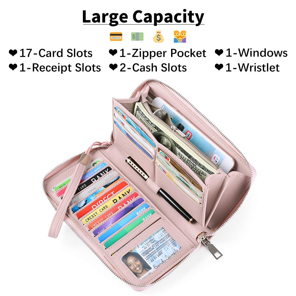 GAEKEAO Portefeuille Femme Cuir Grande Capacite Porte Monnaie Femmes avec RFID Blocage, avec 17 emplacements Cartes Compris et Porte-chéquiers Femmes