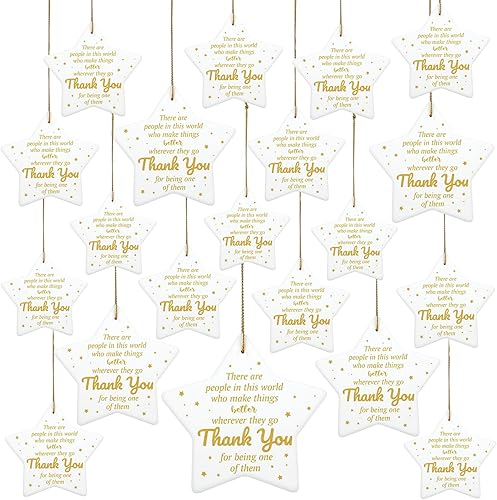 Miniatura 8 de Lewtemi 10 piezas de regalos de Navidad con forma de estrella, inspirador colgante de cerámica, regalo de agradecimiento voluntario, letrero