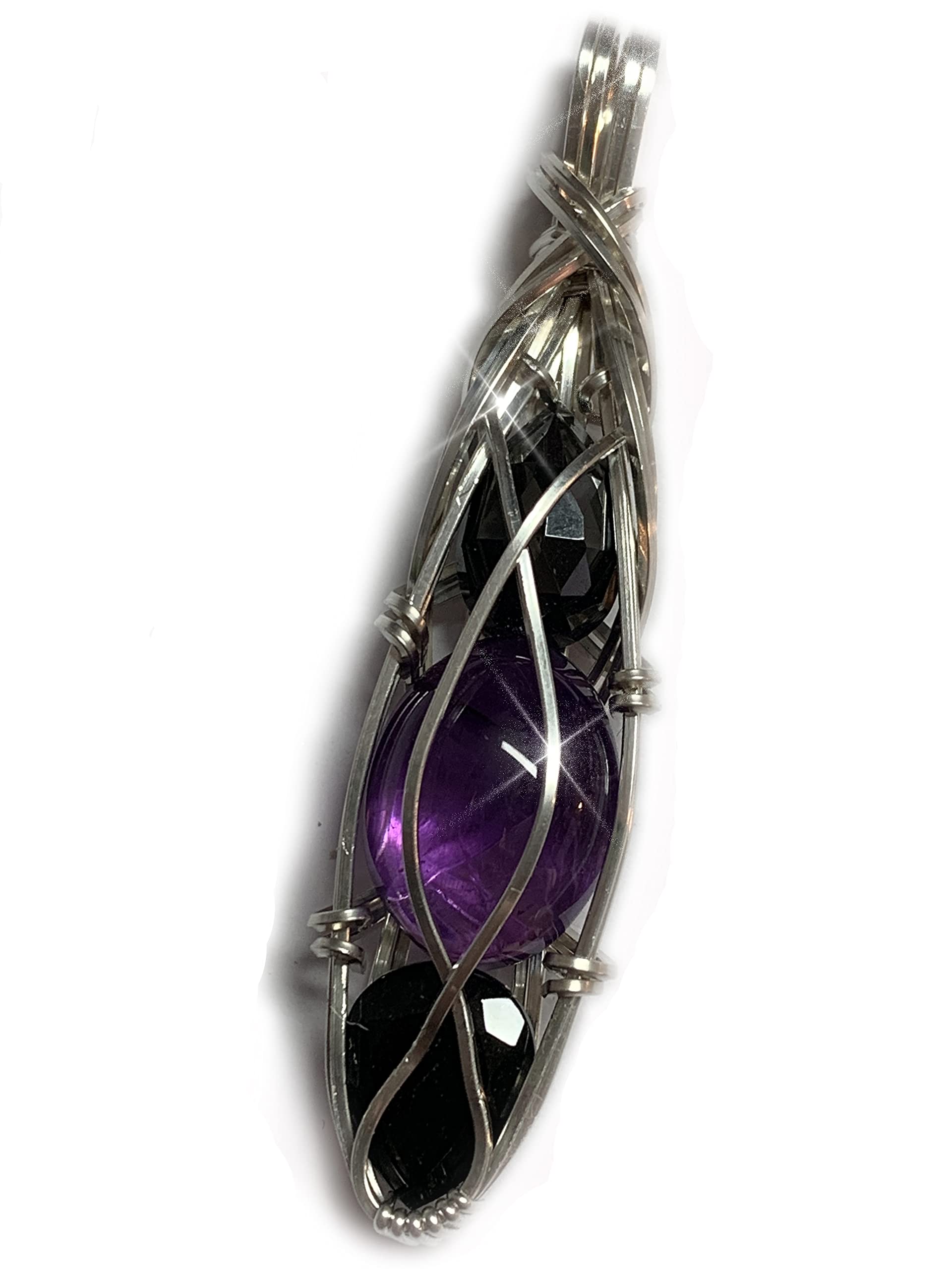 Black Tourmaline Amethyst Hematite Protection Pendant