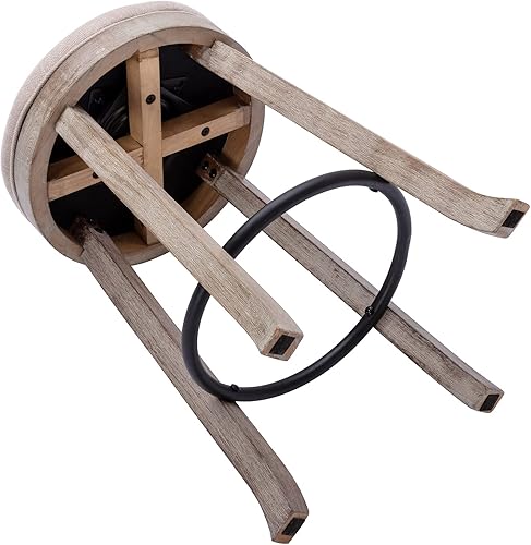 Miniatura 6 de DUOMAY Juego de 1 taburete de bar giratorio vintage francés taburetes de altura de mostrador de 26 pulgadas taburete de tela sin brazos con patas de