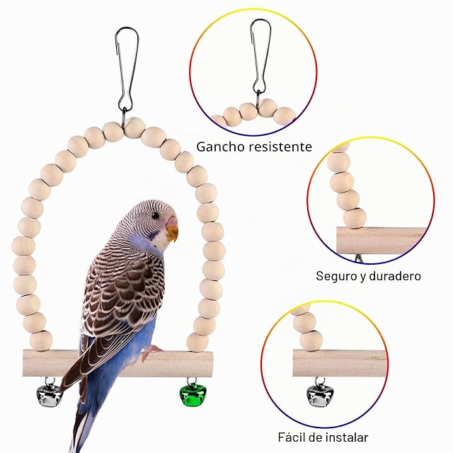Foto 3 de 7 de 9 Piezas de Juguetes para Pájaros, Juguete para Loro, Jaula de Pájaros, Juguete para Masticar