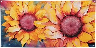 Personalized Banner Tie Dye Style Sunflowers Banner Signs for Birthdays Weddings Events Outdoor Indoor Use Christmas Party Decorations