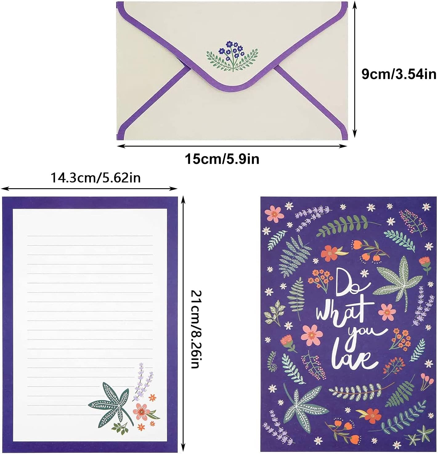 ZLIUTIN 90 Pcs Stationery Writing Paper with Envelopes Envelope Stationery Set Lovely Stationery Paper Cute Stationary Paper Floral Animal Writing Paper - Image 4