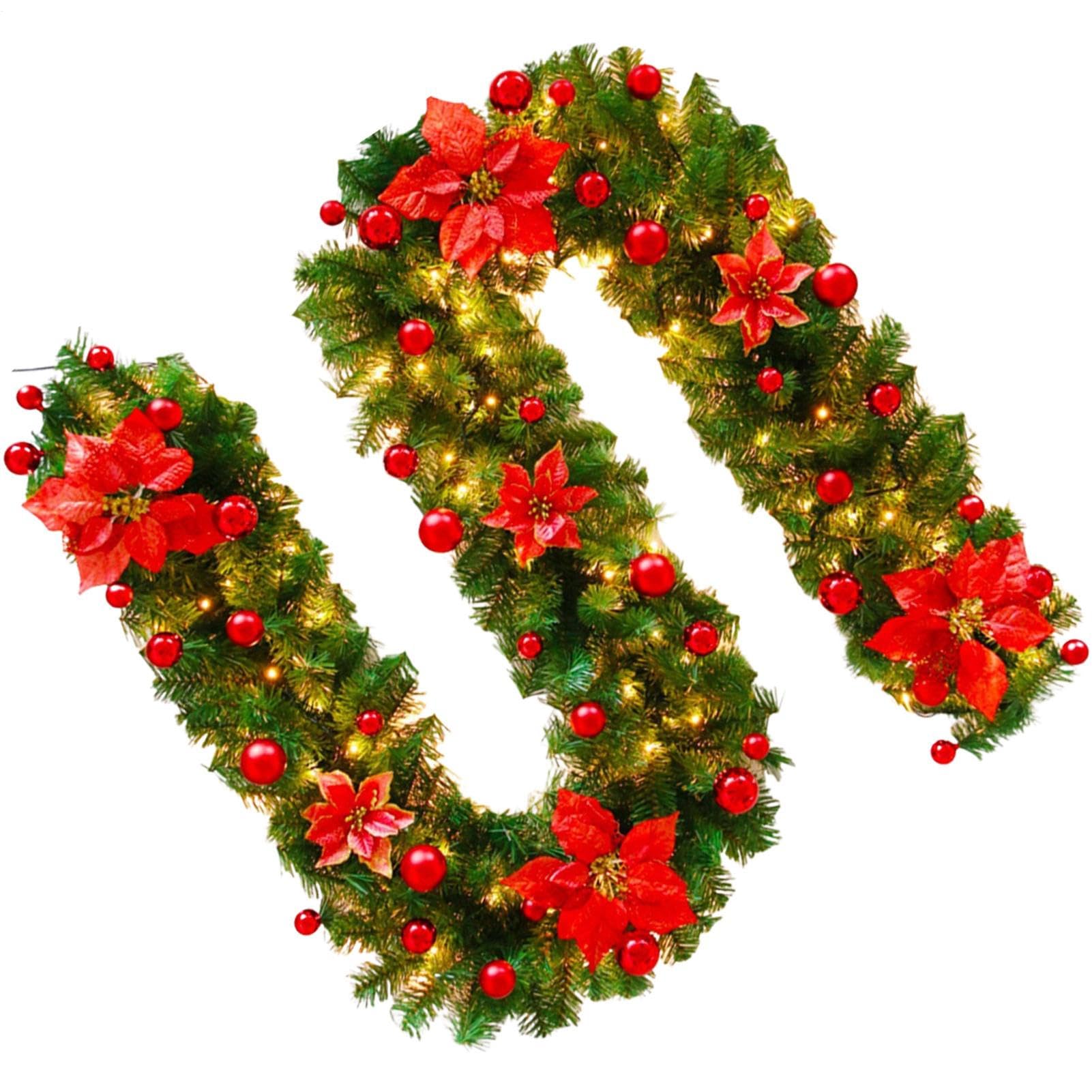 Corona de Navidad para puerta exterior guirnalda decorativa artificial de invierno para pared