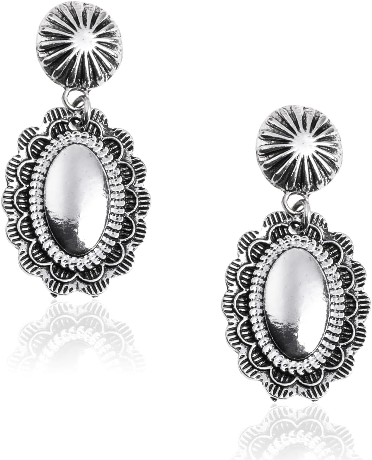 Rustic Couture's Western Concho Dangle Drop Earrings for Women