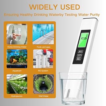 TDS Meter Digital Water Tester for Drinking Water, 4 in 1 TDS Water Quality Tester, Portable 0-9990ppm TDS EC & Temp(°C,°F) Meter Tester, Testing for Drinking Water, RO/DI System