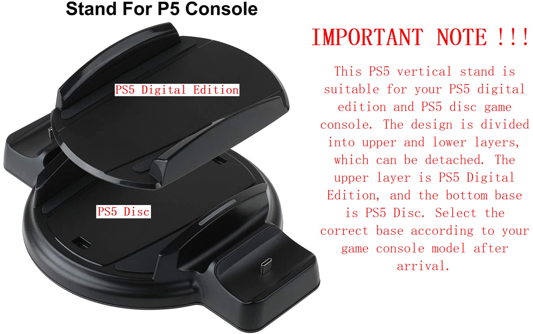Station de charge PS5, chargeur de manette PS5, support vertical amélioré pour station de charge avec indicateur LED, station de charge double PS5 pour Sony avec câble de charge de type C
