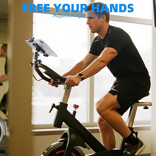 Miniatura 2 de Soporte para tablet para soporte de micrófono/cinta de correr/bicicleta giratoria/cochecito/carrito de golf/manillar/bicicleta estacionaria, soporte