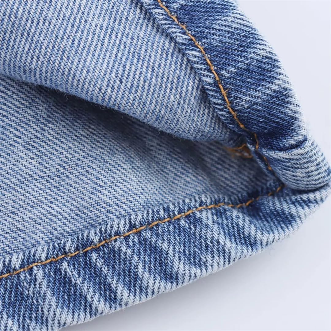 Womens Denim Two Piece Set Long Sleeve Shirt And Mid Waist Wide Leg Jogging Pants Casual Comfortable Office Wear