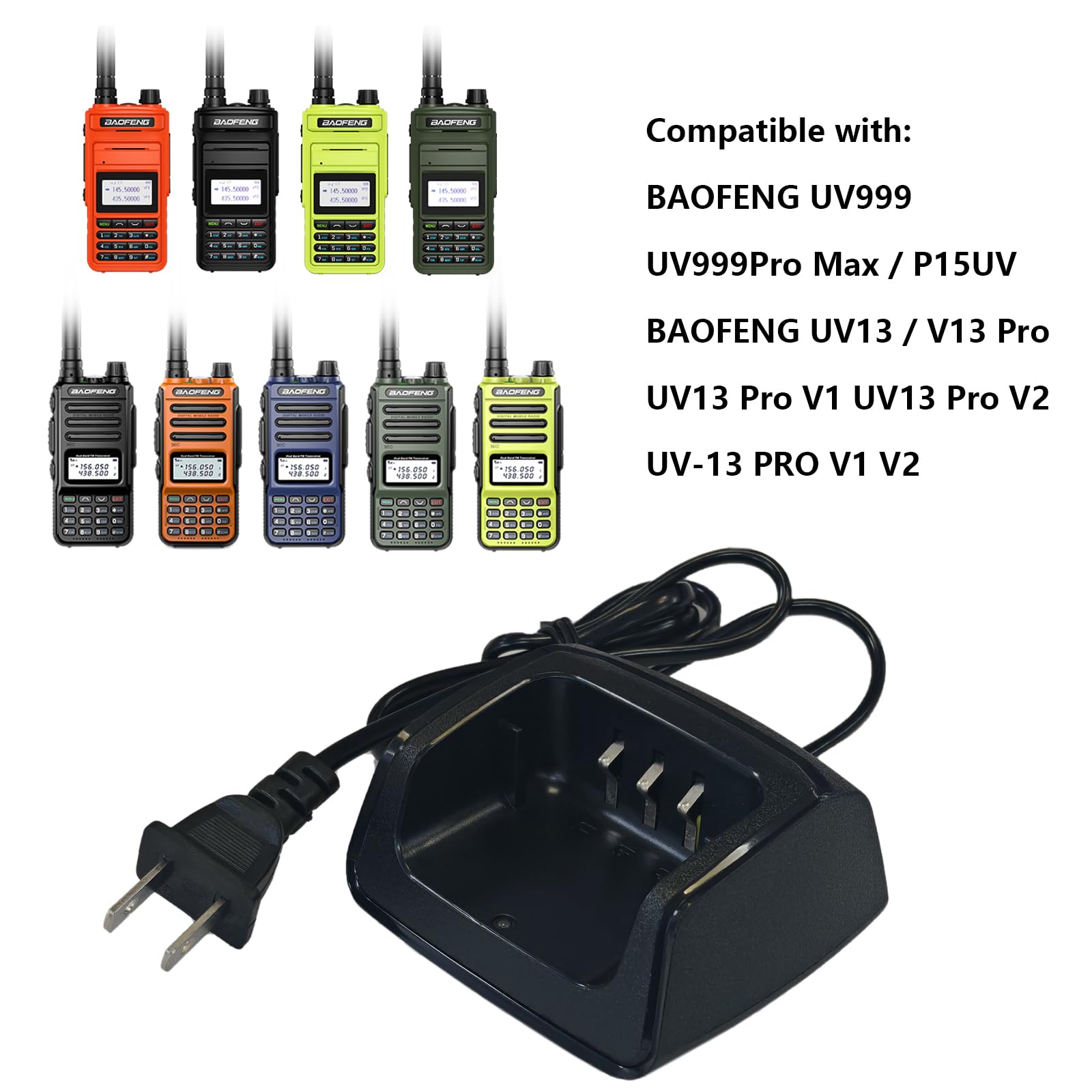 BAOFENG UV-13 Charger Base US Adapter for UV-13 Pro Radio Accessories DC8.4V for TYT UV88 UV99 Walkie Talkie with LED Indicator P15UV Charger Dock