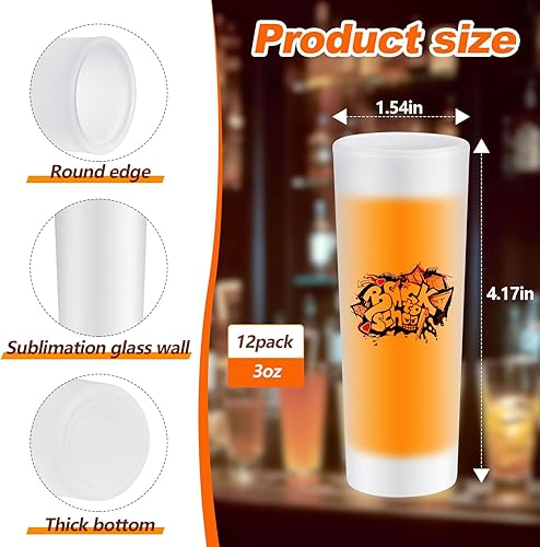 Miniatura 9 de 24 vasos de chupito esmerilados por sublimación de 3 onzas, vasos de chupito de sublimación personalizados con base pesada para vino, cerveza,
