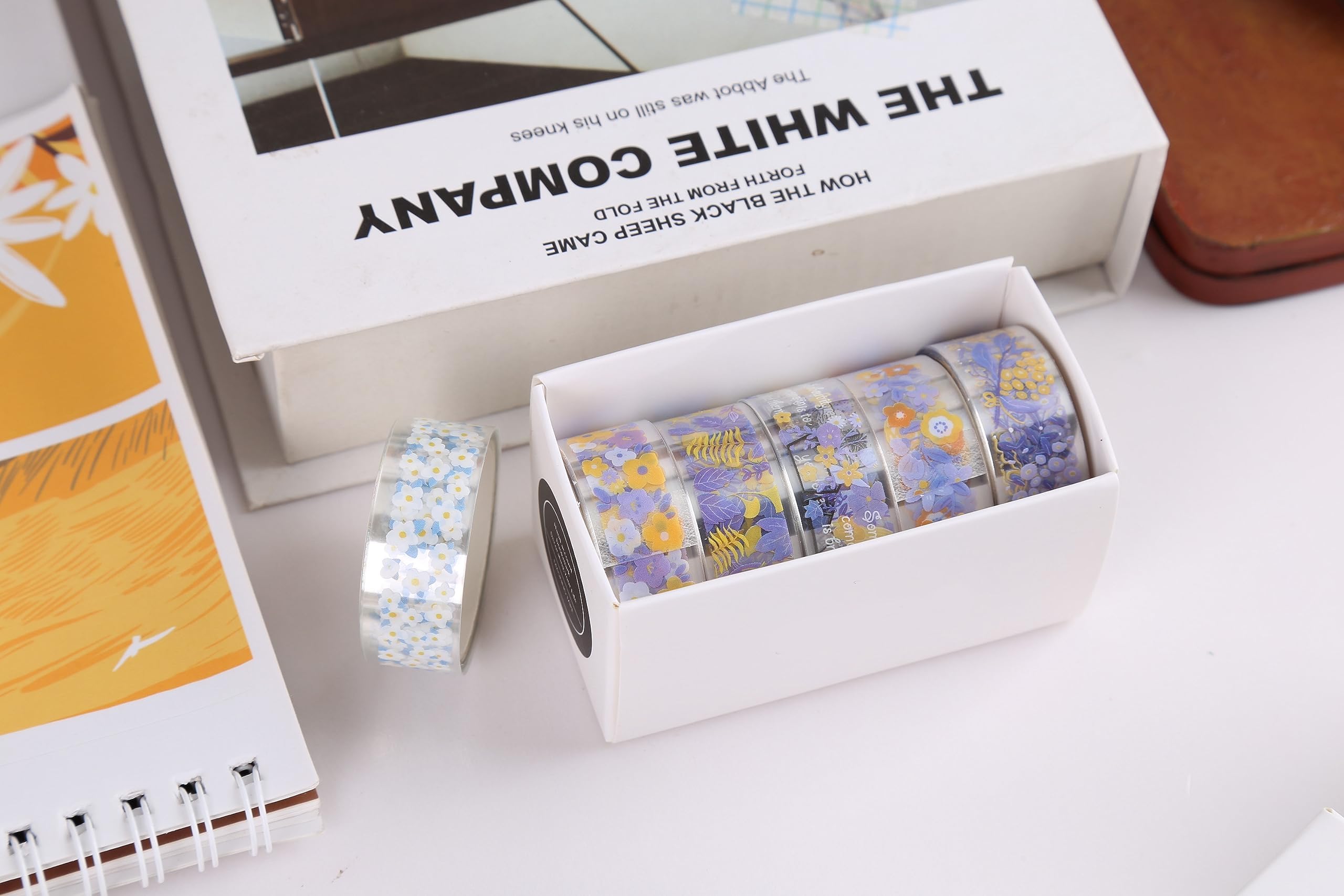 KAVI' S Washi Adhesive Tape, 8 Rolls, Thin Plain
