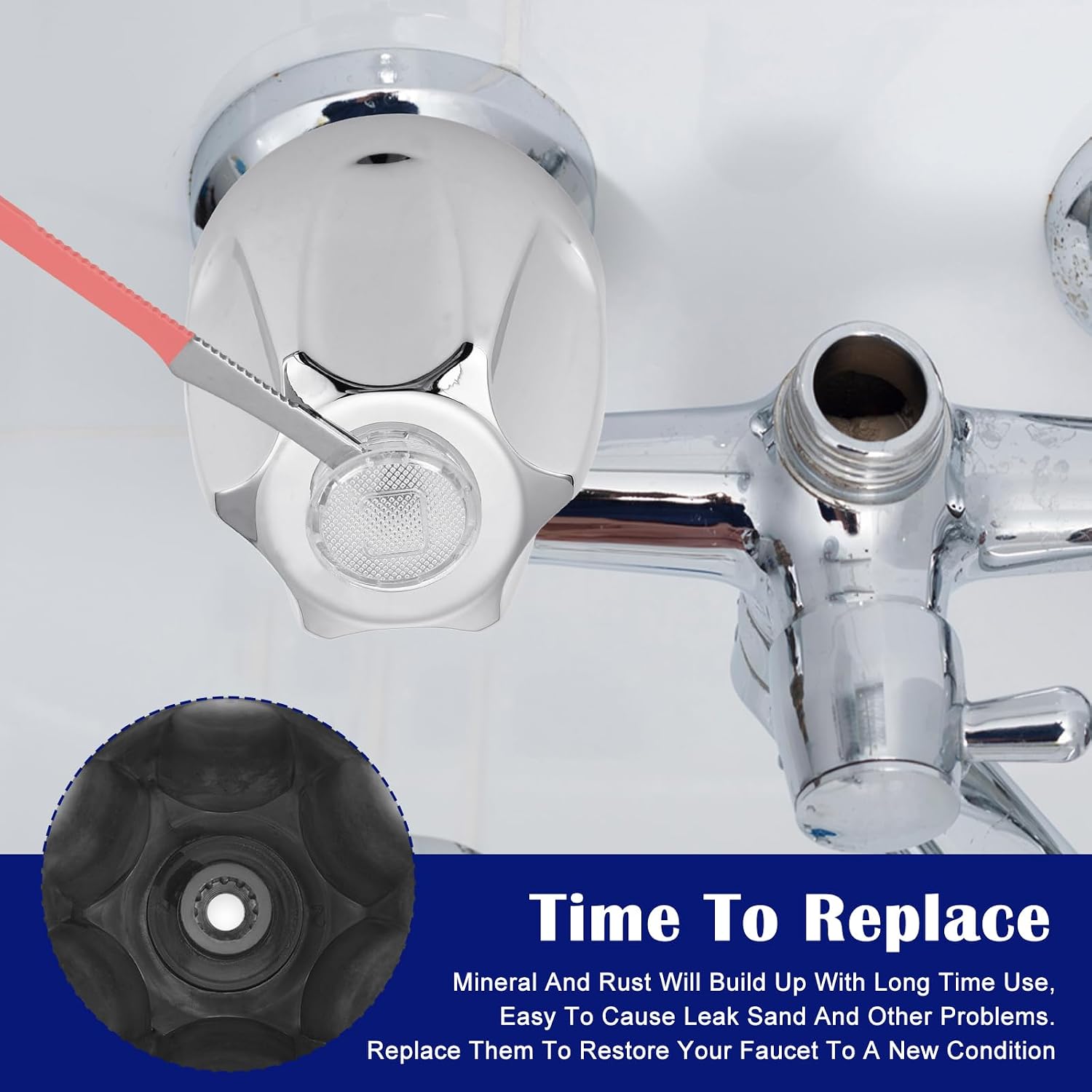 3PCS Metal Shower Knob Replacement, Bathtub Faucet Handle Remodel Kit, Compatible Price Pfister Verve Tub/Shower Faucet with Hot/Cold/Diverter/Flange Base, Shower Handle Replacement