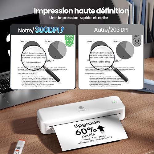 Phomemo M834 Imprimante Portable Thermique A4 300 DPI - Kit Blanc - 4