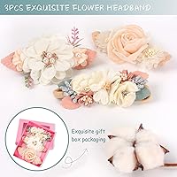 Vista 16 de Diadema elástica de nailon para bebé niña, lazo hecho a mano para recién nacido, paquete de 3 (multicolor)