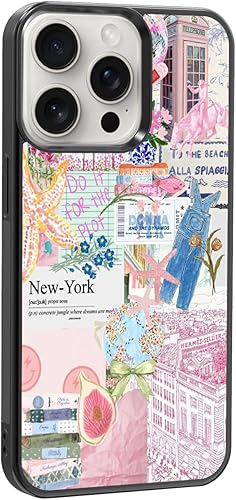 qizjio Preppy Coastal Collage Phone Case Shockproof Protective Ocean Beach Phone