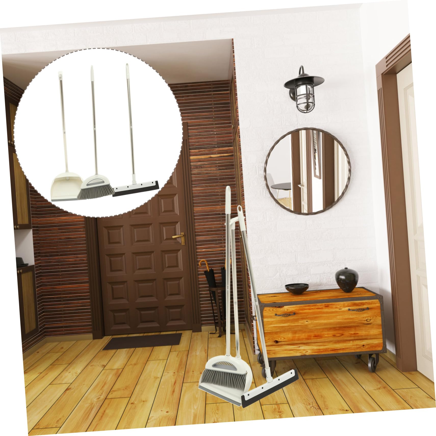 Gatuida 1set Scopa e Paletta per Pulizia della Casa Kit Completo per Pavimenti Piastrelle e Manico Lungo Materiale Resistente e Pratico per Rimuovere Polvere e Sporcizia Ogni Angolo