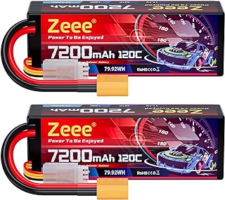 Zeee 3S Lipo Battery 7200mAh 11.1V 120C Hard Case RC Battery with XT90 Connector for 1/8 1/10 Scale Vehicles RC Car Tank Truggy Buggy RC Trucks Boats(2 Pack)