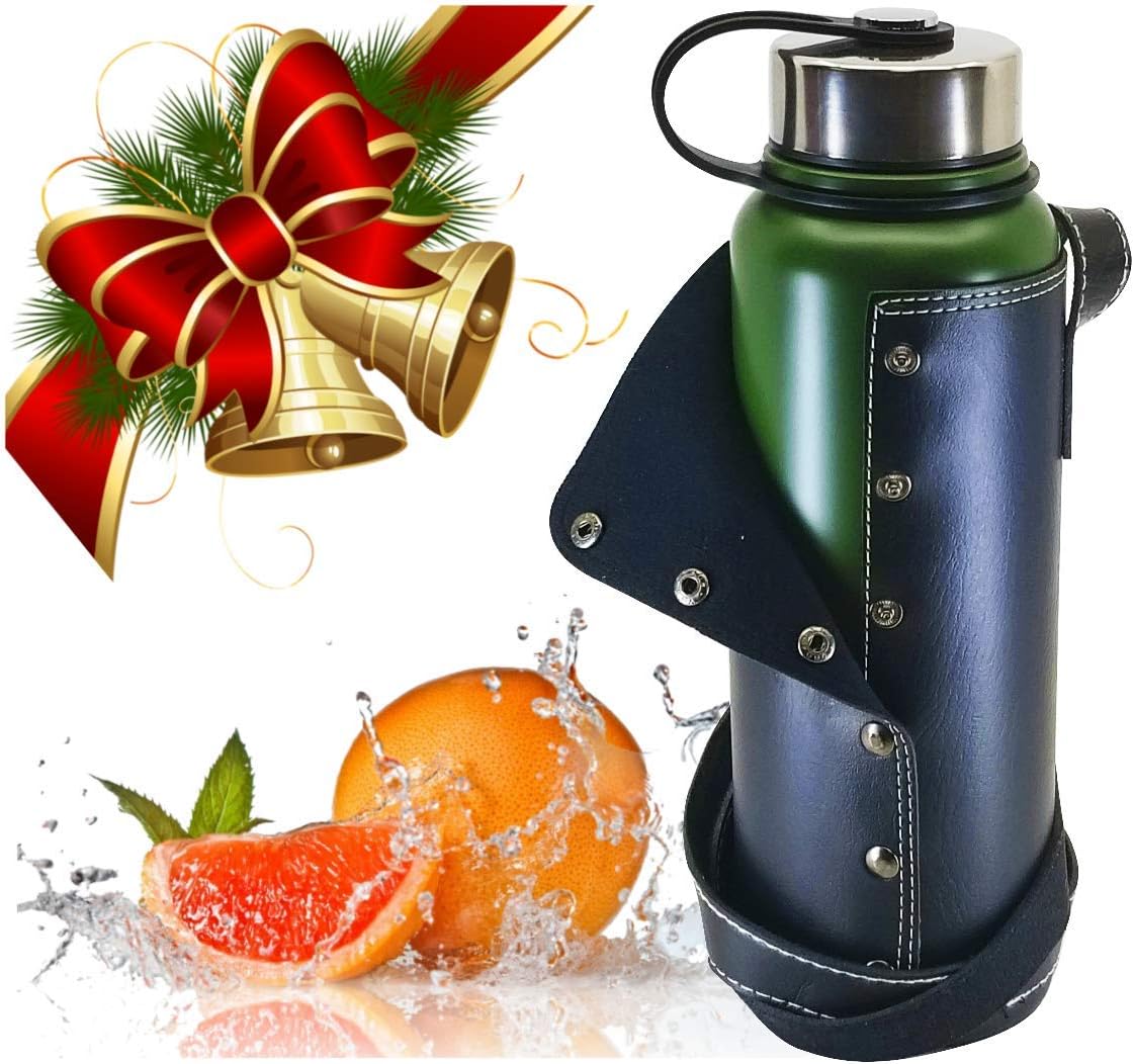 Nalu Trek Stainless Steel Vacuum Insulated Hydro Water Bottle | Wide Mouth Thermos Flask | 24 Hours Cold & 12 Hours Hot | BPA Free Cap | 27oz – 37oz | Includes Bonus Carrier with Shoulder Strap
