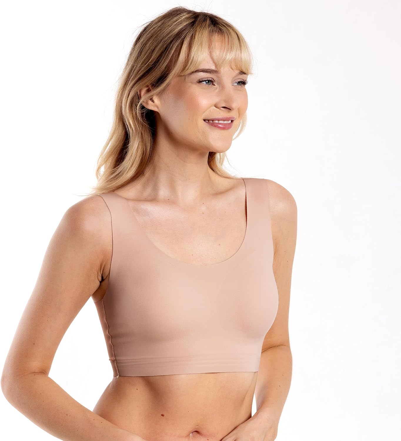 Floatley to The T-Shirt Scoop Neck Bra for Women, Silky Comfort Wirefree Seamless Grip Band Pullover Bra with Removable Pads - Image 2