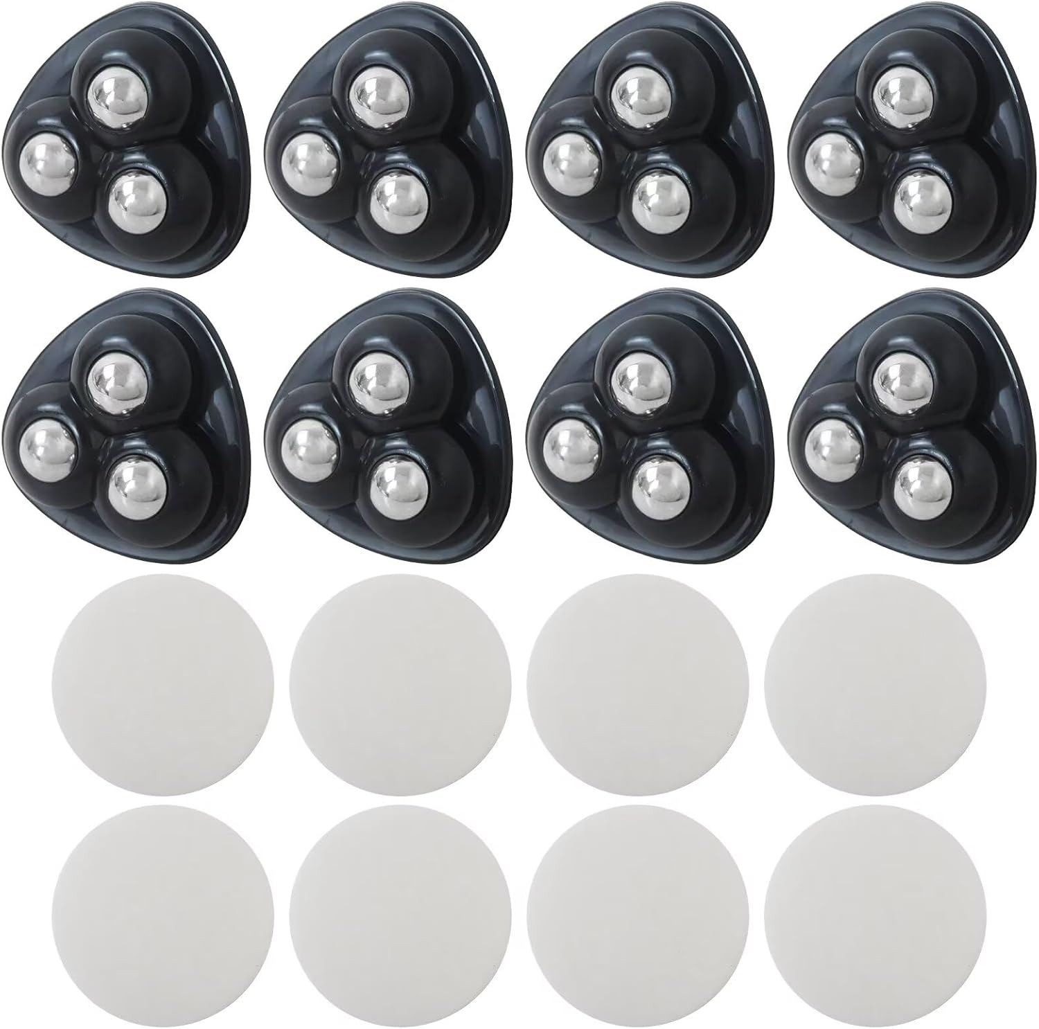 No-Tool Appliance Rollers 8-Pack – Self-Adhesive Furniture Sliders for Coffee Machine, Blender, Oven – Strong Load Capacity, 360° Rotating Casters, Protects Countertops (Black)