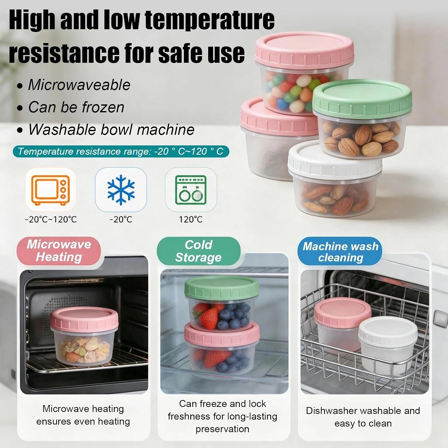 Delphinus 20 Pack Small Food Storage Containers With Twist Top Lids, 4 Oz