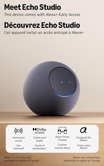 Amazon Echo Studio (newest model), Immersive spatial audio and Dolby Atmos, Designed for Alexa+, Graphite