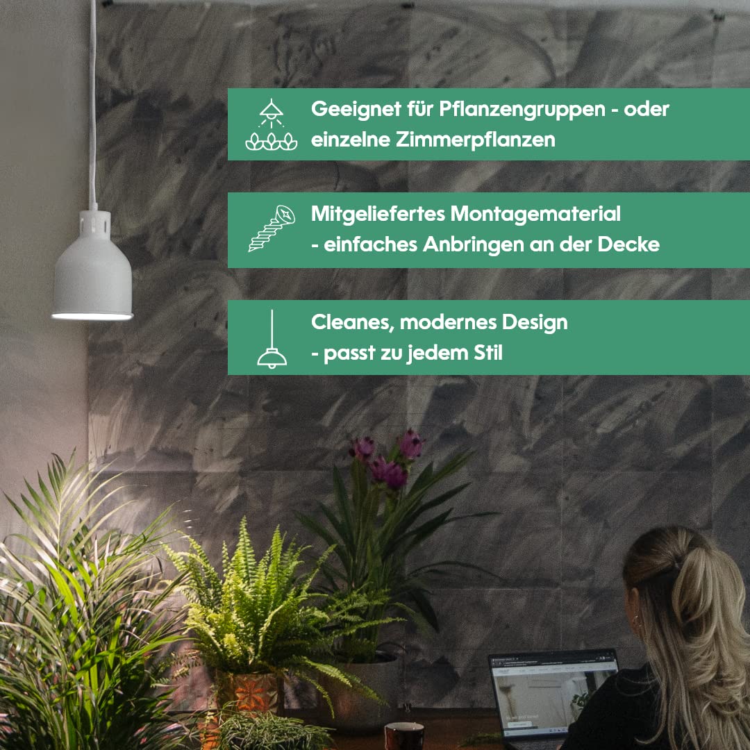 Venso EcoSolutions E27 SAGA Lampenschirm Weiß, LED pflanzenlampe E27 Pflanzenleuchte, LED Wachstumslampe für verbesserte Photosynthese und Chlorophyllbildung, Anzuchtlampe Gemüse, Pflanzenlicht