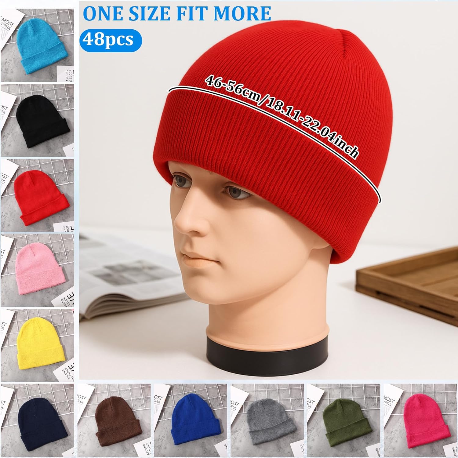 Kigeli 96 Pcs Kids Winter Beanies and Gloves Set Warm Cold Weather Hats Unisex Bulk Pack Gift for Girl Boy School Multicolor(12 Colors) - Image 3