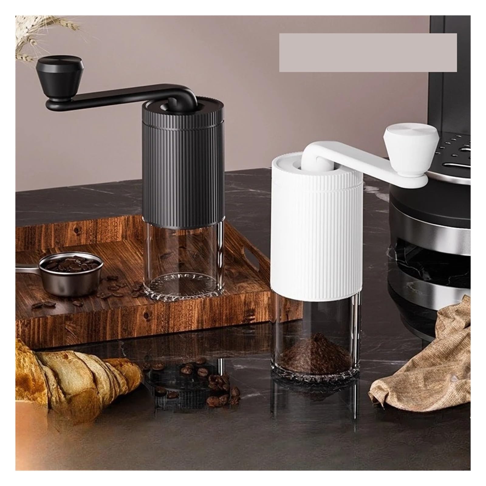 Mini macchina da caffè a manovella, compatibile for, l'esterno, il portatile, la macinazione grossolana e fine regolabile, smerigliatrice(Black)