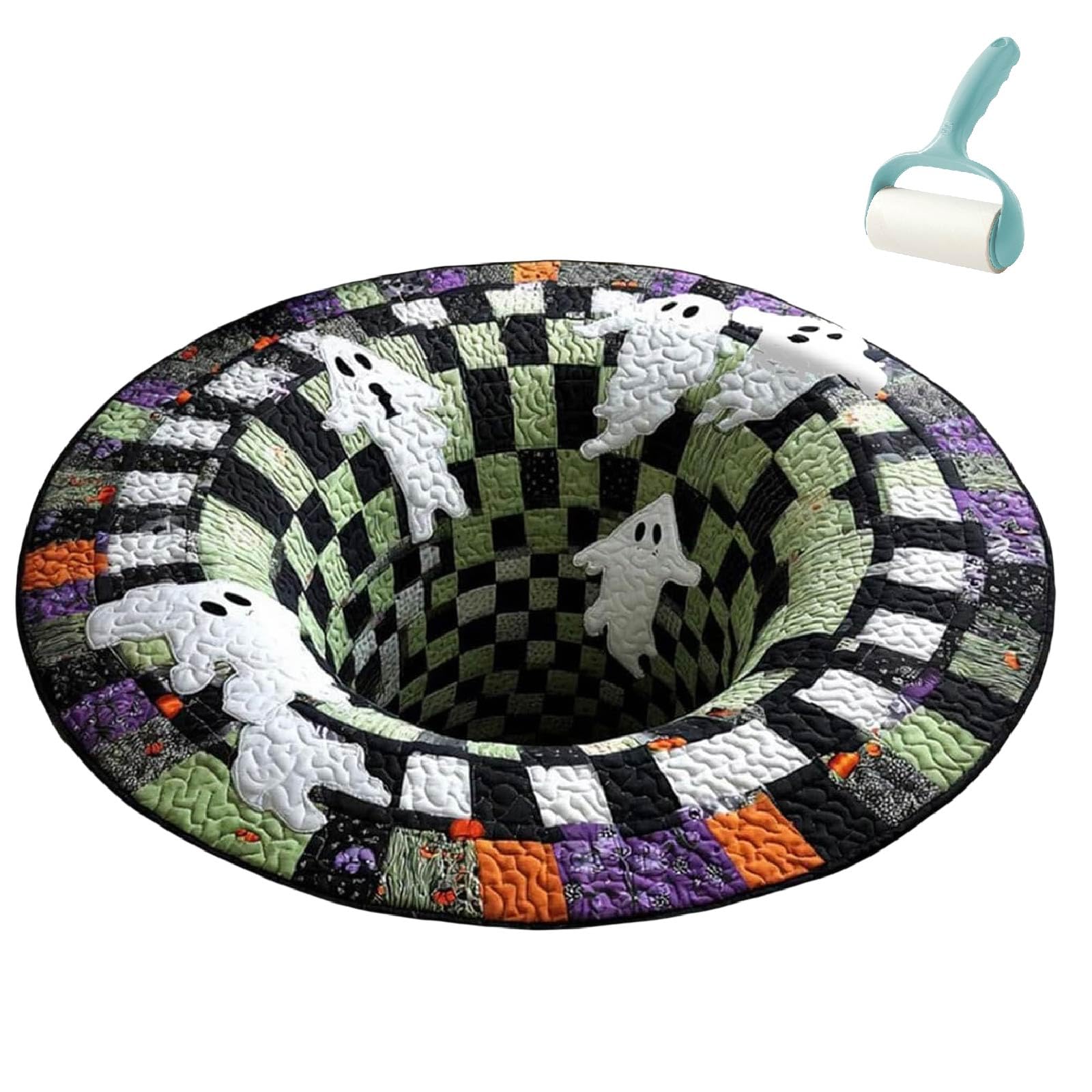 Halloween 3D Optical Illusion Rug, Scary Depth Pattern Floor Mat，B：80cm