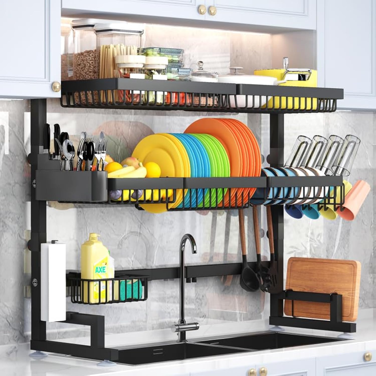 Amazon.com: ADBIU Over The Sink Dish Drying Rack (Expandable Height and ...