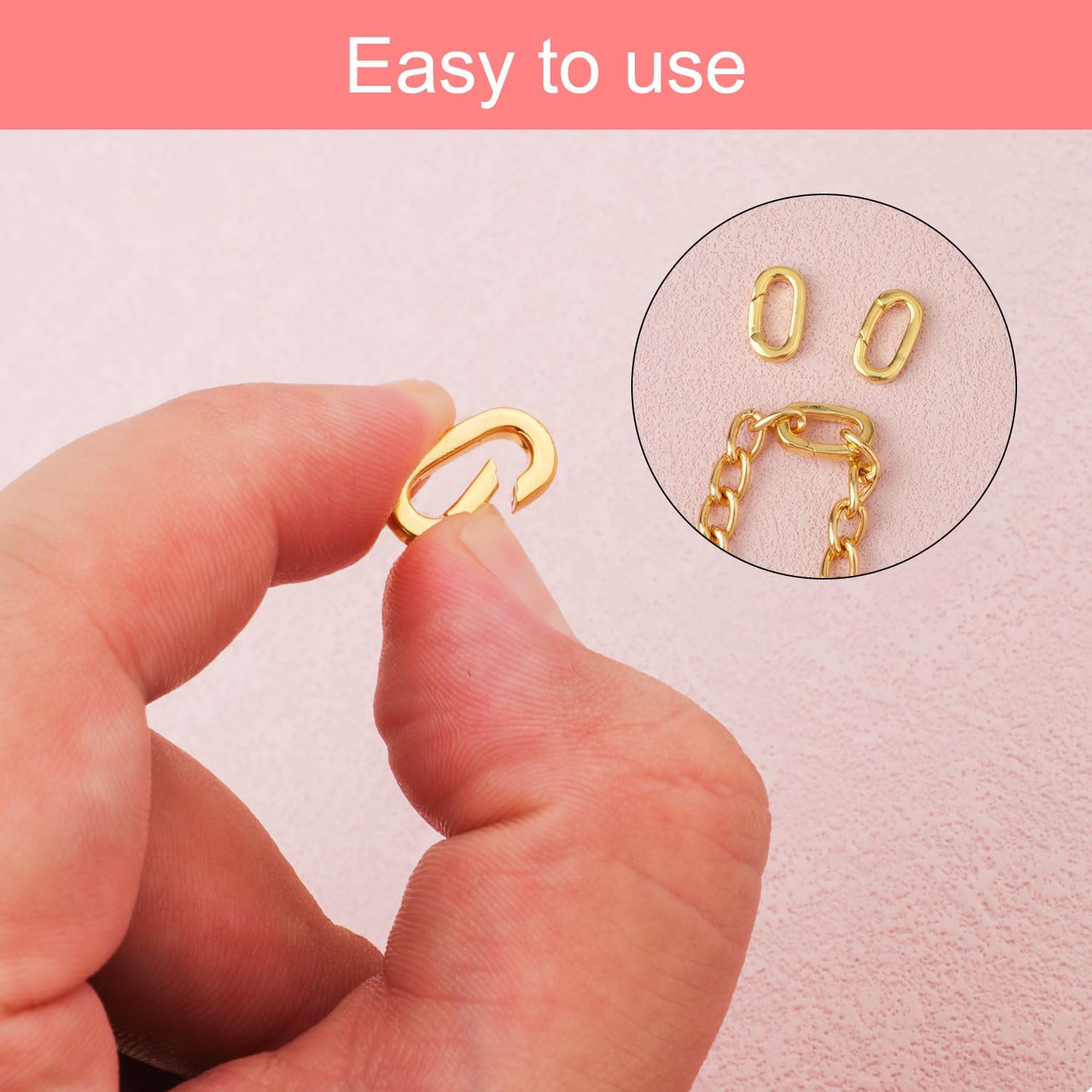 10pcs Necklace Clasps and Closures, Oval Clasp Carabiners Spring Oval Rings Connector Necklace Enhancer Connector Jewelry Connectors for Jewelry Necklace Bracelet Key Rings Making (Gold) - Image 5
