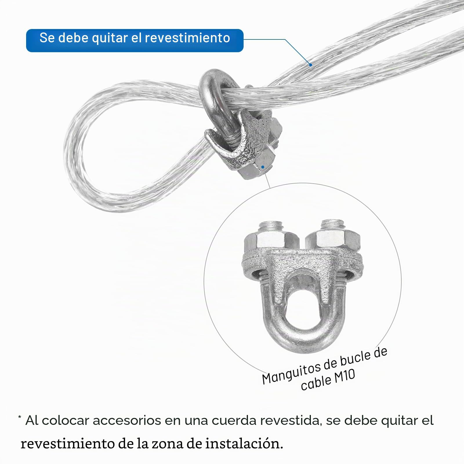 QUARKZMAN Cable de Acero Galvanizado Recubierto de Vinilo 6M / 20 Pies