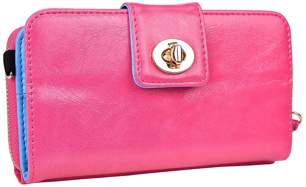 Kroo Magnetic Clutch Wallet for LG G2 - Frustration-Free Packaging - Baby Pink