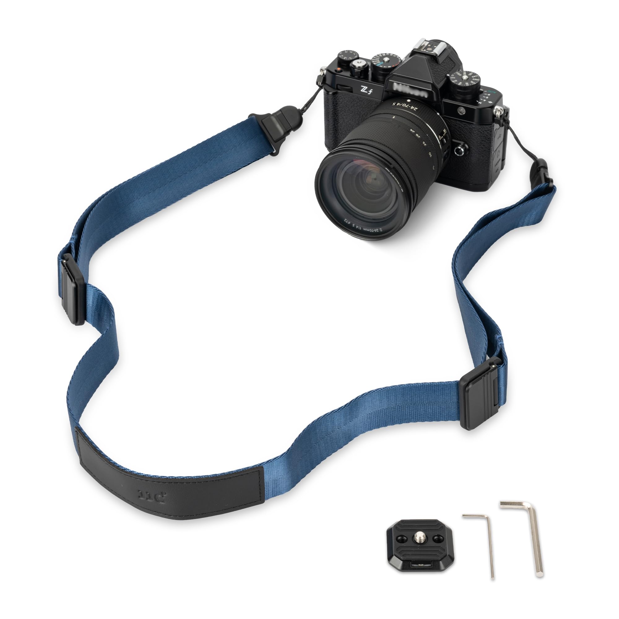 PROfezzion Camera Schouderriem, DSLR Camera Nekriem Quick Release Breed Comfortabel Duurzaam Verstelbaar met Gepatenteerde Snelle Veilige Gesp Werk met Arca-Type Metalen Quick Release Plaat, Blauw