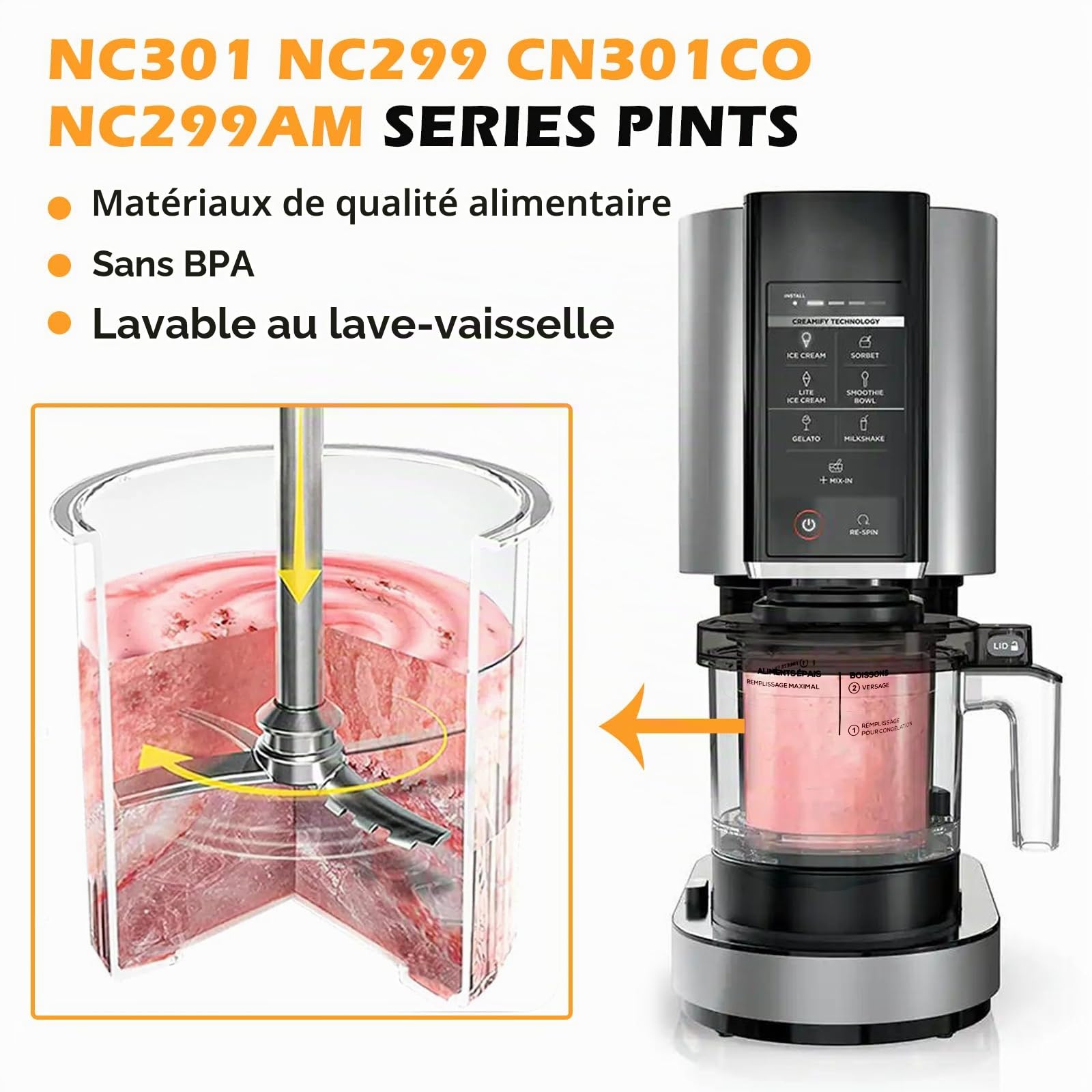 Lames de rechange pour machine à glace Ninja Creami, lames de rechange en acier inoxydable, lames de rechange pour ninja NC301 NC299 CN301CO NC299AM
