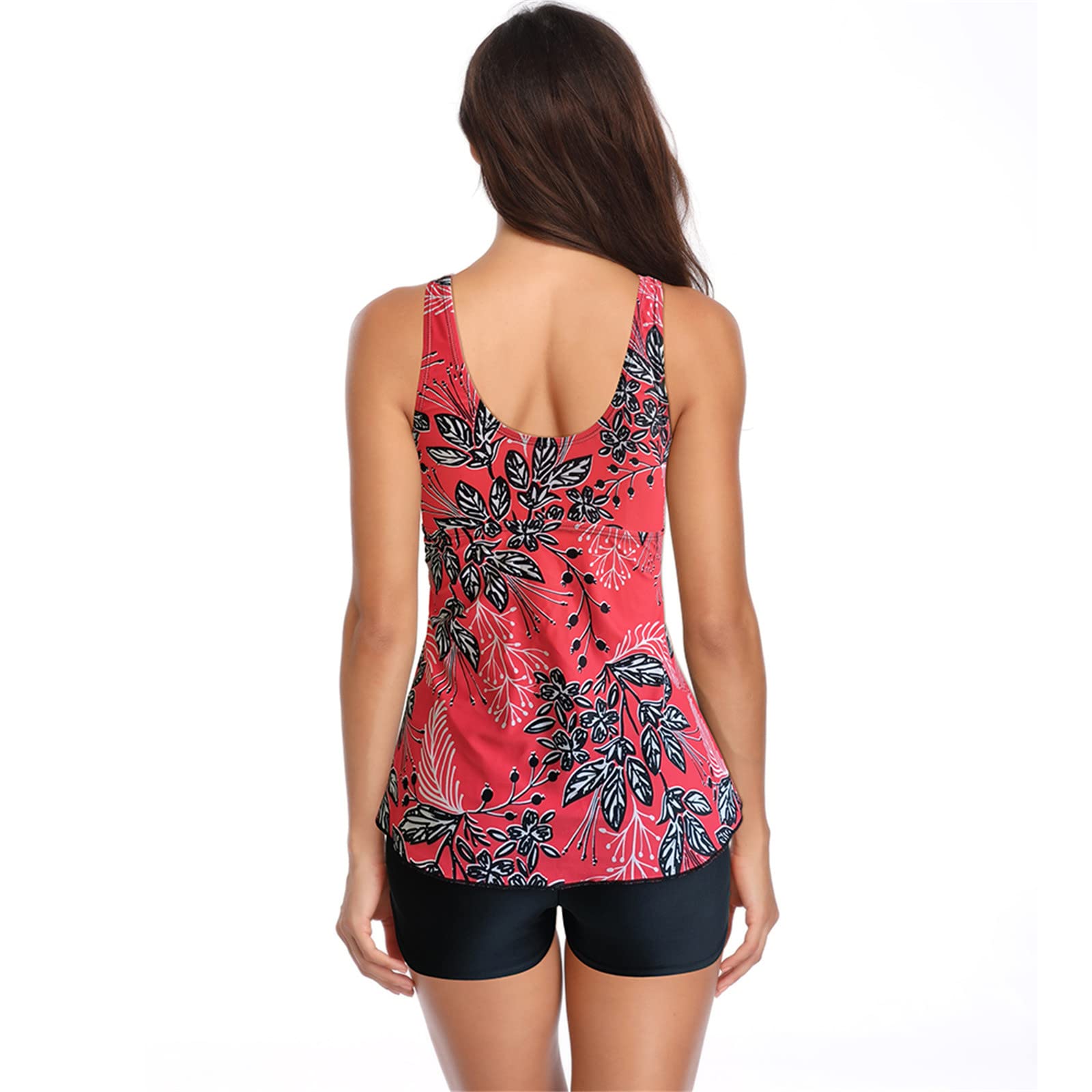 Bikini Damskie Plus Size Tankini Nadrukiem Zestaw Paskami Dwuczęściowy Strój Kąpielowy Kostiumy Kąpielowe Nadruk Push Dwuczęściowa Sukienka Plażowa Stroje