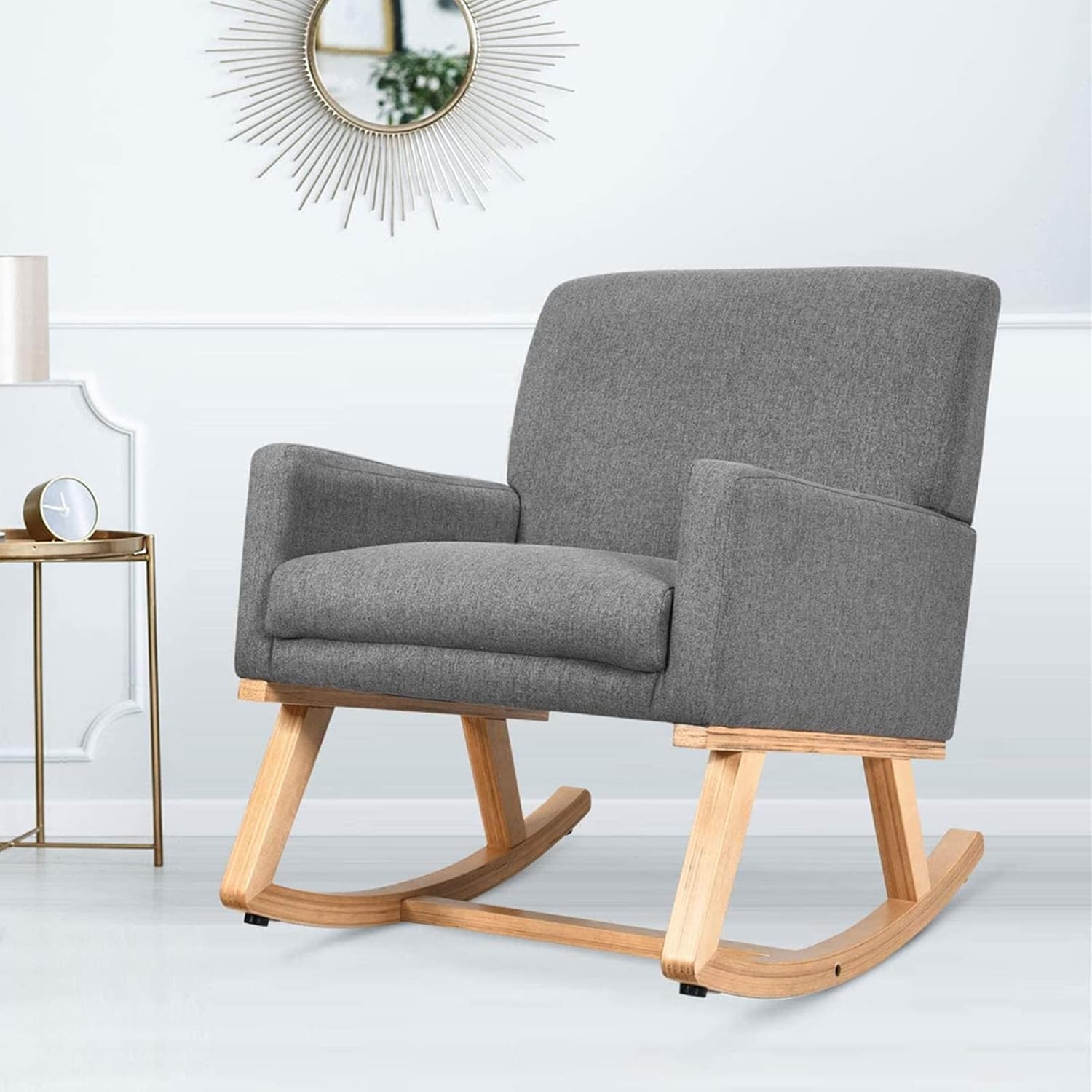 RELAX4LIFE Modern Rocking Chair, Upholstered Padded Accent Armchairs ...