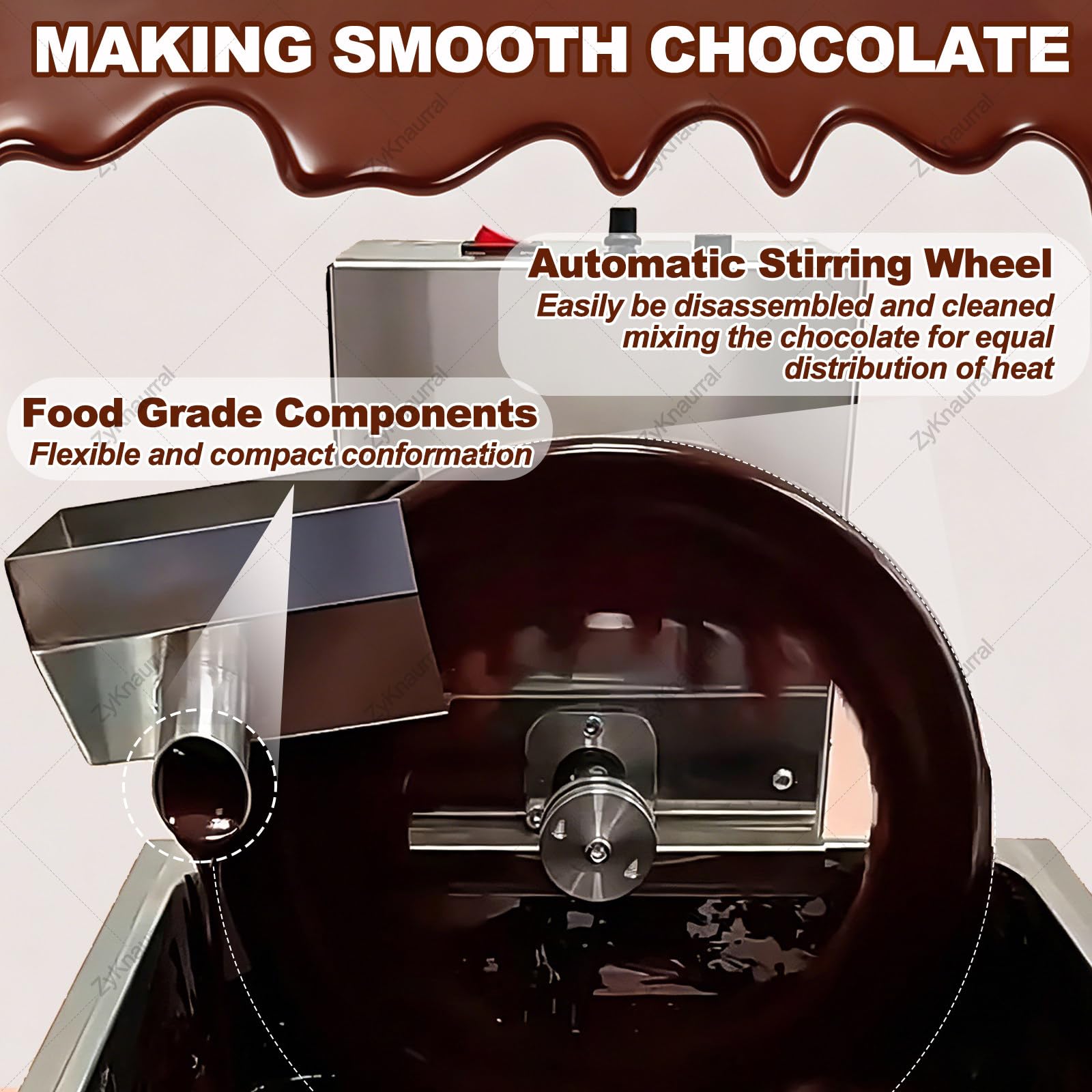 Pentola per fondere cioccolata calda da 1000 W con rotella di miscelazione, per immergere torte pop, fragole ricoperte di cioccolato, fonduta, ideale per dessert