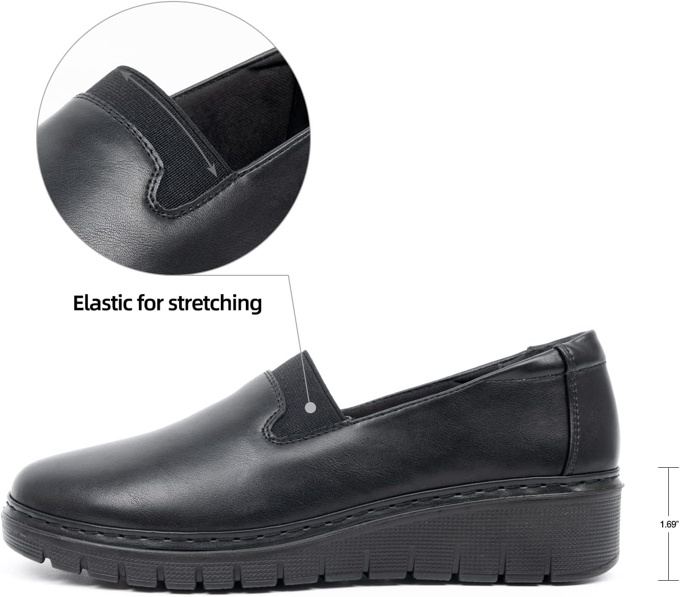 VJH confort Women’s Loafers Round Toe Slip on Comfort Arch Support Walking Shoes - Image 3