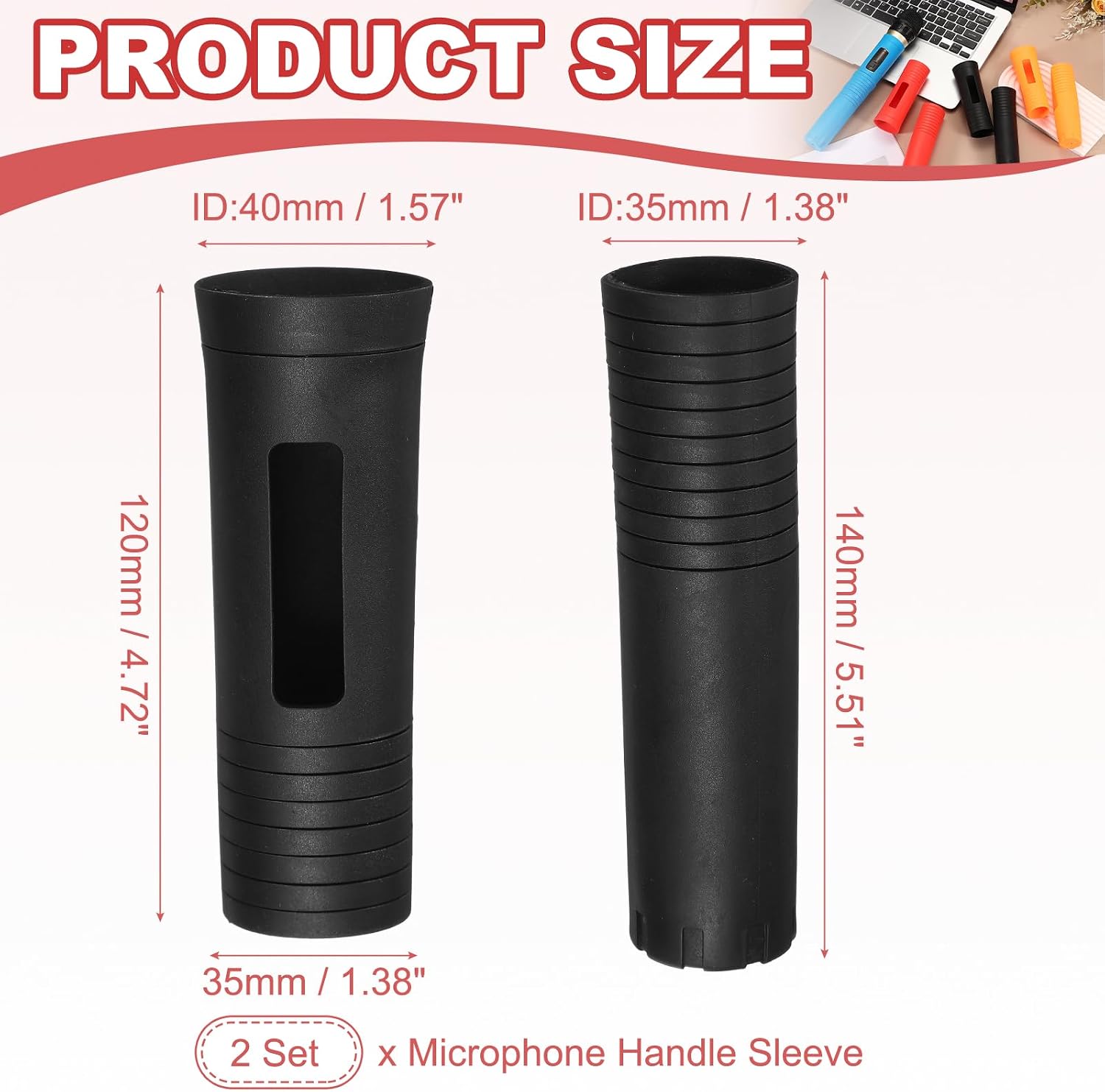 MECCANIXITY 2Pcs Wireless Handheld Microphone Handle Sleeve Black image 2