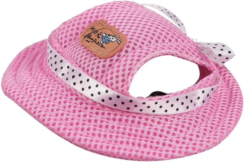Kung Fu Dog Pet Princess Mesh Porous Sun Cap Hat with Ear Holes Only for Small Dogs