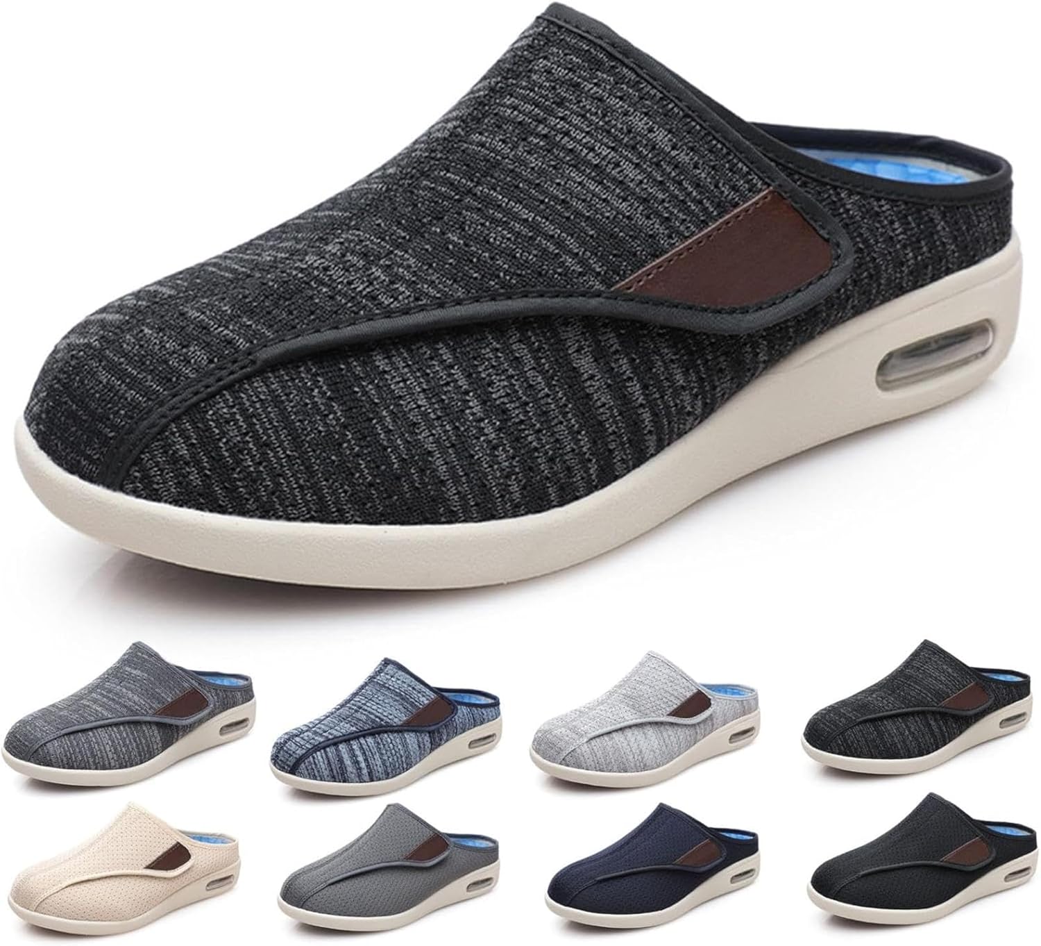 Diabetic Shoes, Adjustable Strap Walking Slippers, Wide Width Edema Footwear, Ideal for Diabetes, Swollen Feet, Plantar Fasciitis, and Foot Swelling Relief