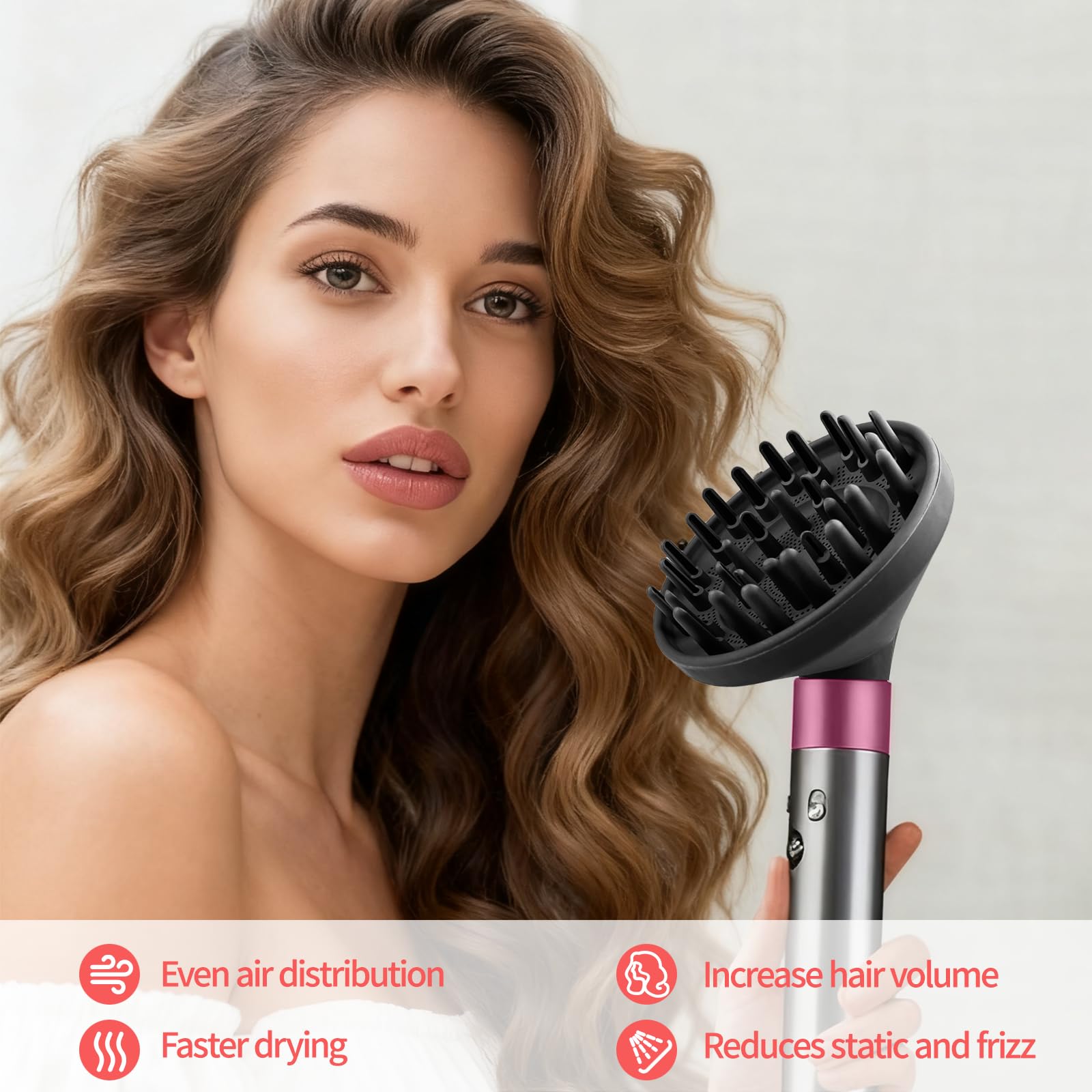 Diffusore Capelli Ricci, per Accessori Diffusore, Diffusore Portatile Capelli Ricci, per Capelli Ricci e Mossi Diffusori, per Adattabile a Asciugacapelli, Grigio