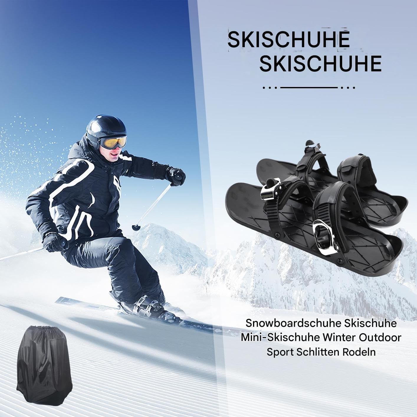 Ski Skates,Invierno Corto Patines Esquí Zapatos Para Exterior - Transpirable Snowblades Equipo Resistente a Golpes para Principiantes Adultos Mujeres Hombres Deportistas Tiempo Frío Viajar
