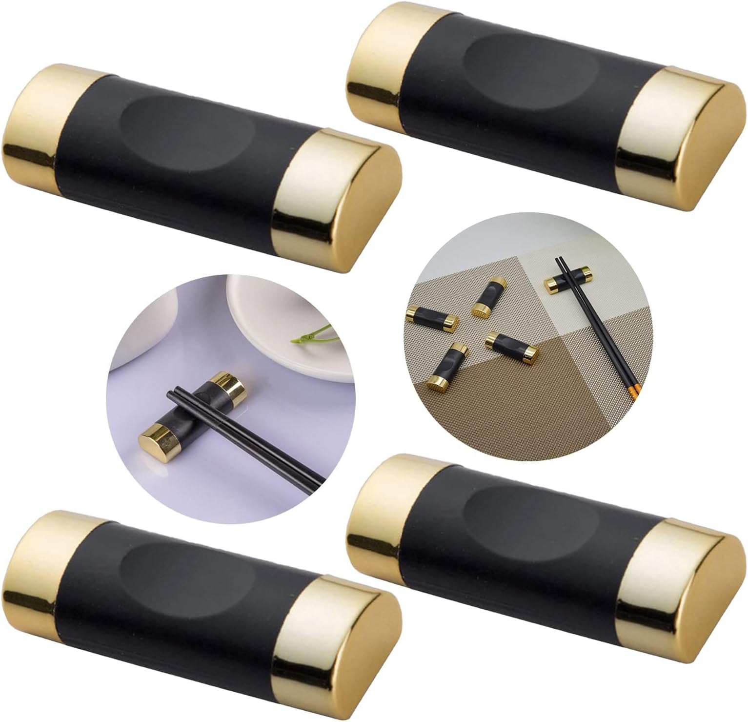 4 PCS Chopsticks Rests Holders Alloy Chopstick Rest Spoon Fork Knife Holder Golden Ruyi Chopstick Holder Mirror Polished Chopstick Rest Durable Exquisite Tableware for Home Kitchen or Restaurant