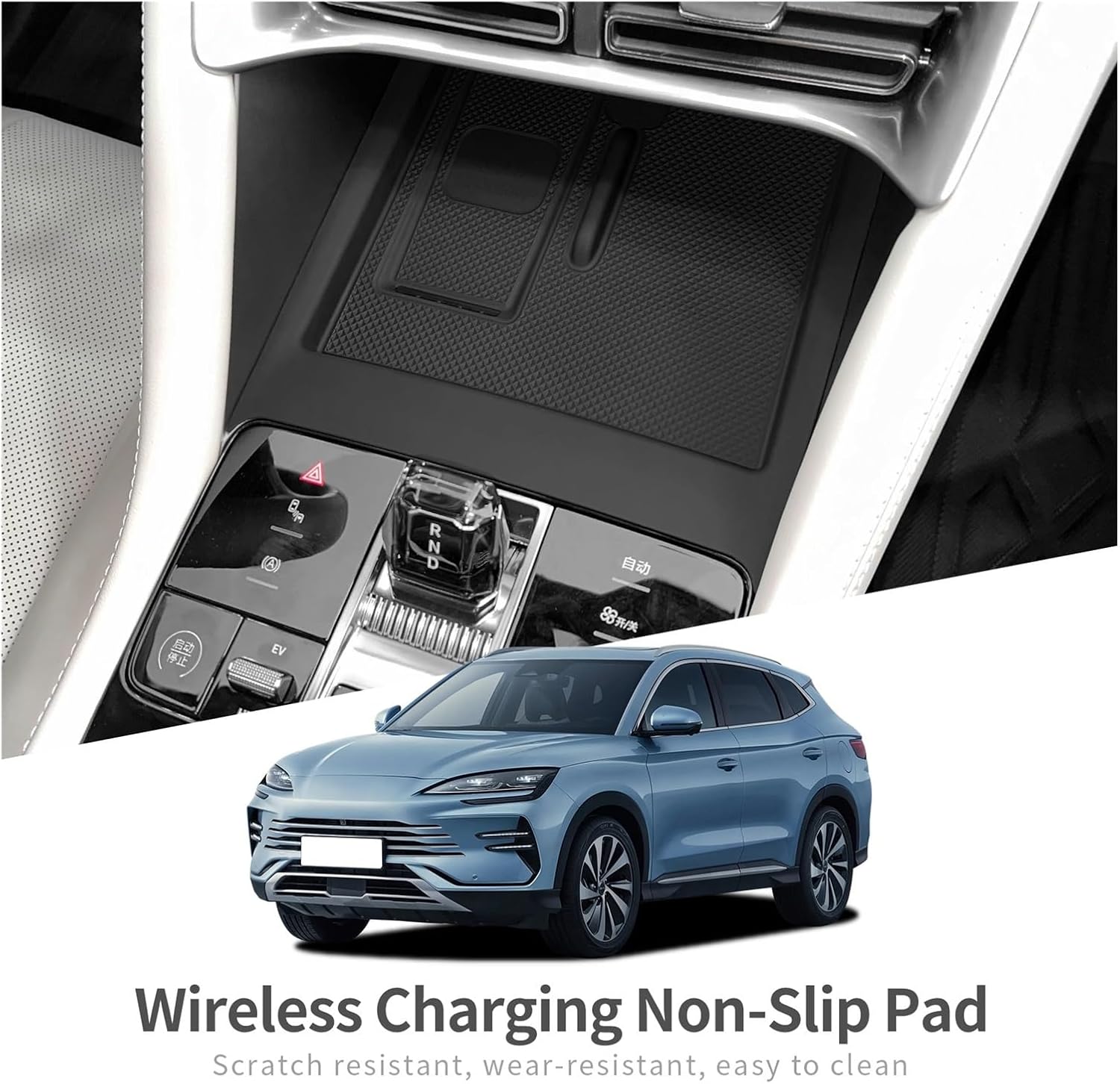 Silicone Phone Wireless Charging Mat Non-Slip Charger Protective Pad Car Interior Accessories Black Compatible with BYD Song Plus Compatible with DMI 2025